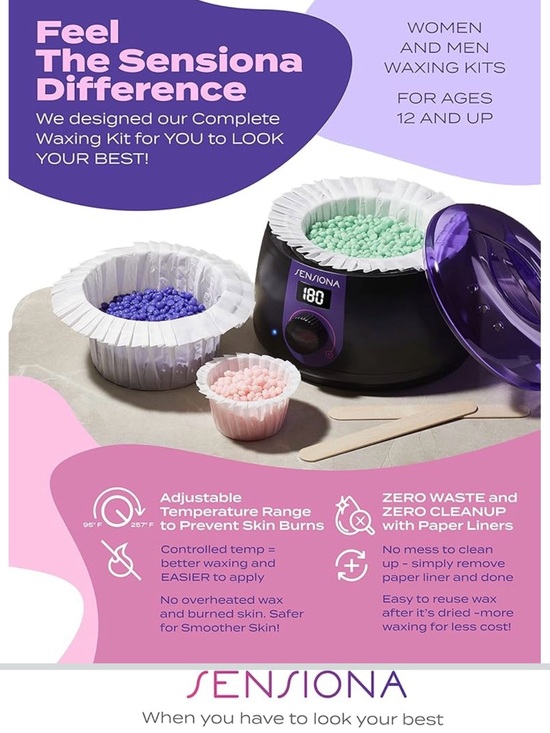 SENSIONA Wax Machine Kit, Professional Hot Wax Warmer Hair Removal, Complete NIB main image 10